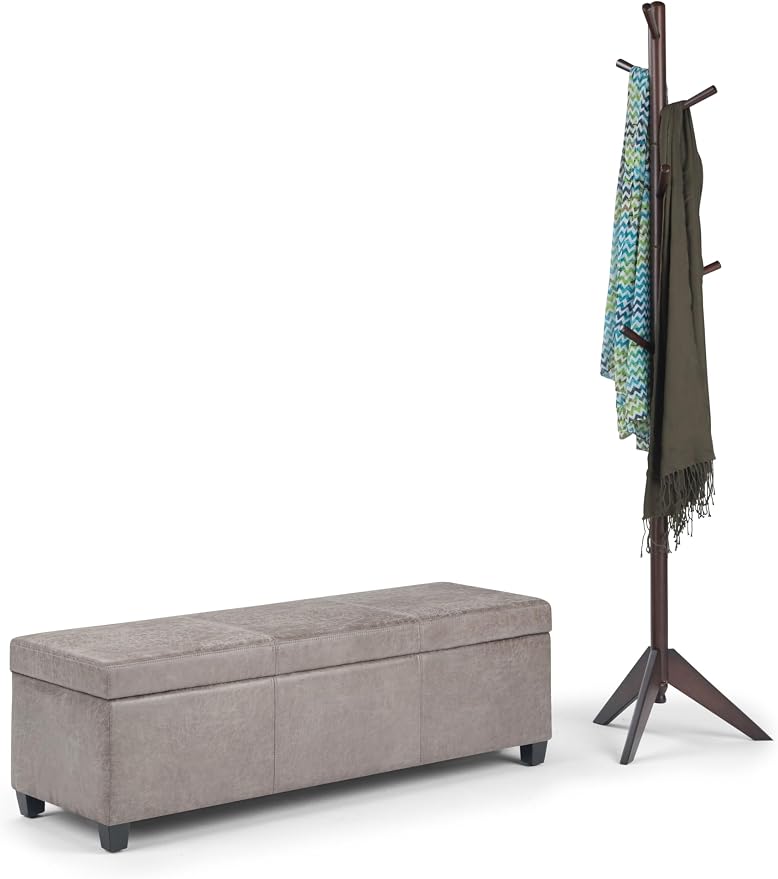 SIMPLIHOME Avalon 48 inch Wide Contemporary Rectangle Storage Ottoman Bench in - Image 12