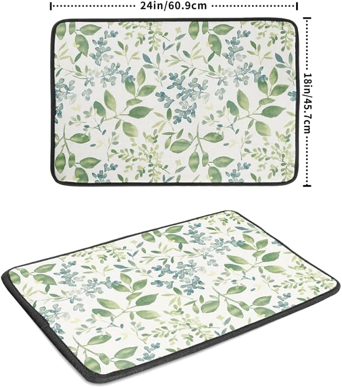 Green Leaves Branches Dish Drying Mat - Image 2