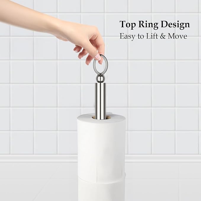 Heavy Weighted Toilet Paper Holder Free Standing Toilet Paper Storage，Spare - Image 2
