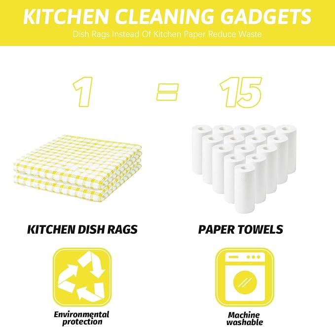 Nialnant 8 Pcs Kitchen Dish Rags, 100% Cotton Kitchen Towels Soft Absorbent - Image 5