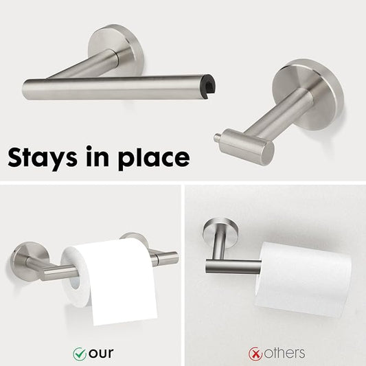 Brushed Nickel Toilet Paper Holder Set, Stainless Steel Towel Ring, Double Post - Image 2