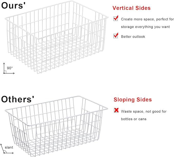 Orgneas Freezer Organizer Bins, Vertical Sides Wire Freezer Baskets - Image 6