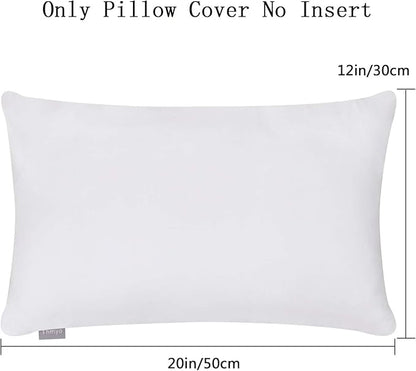 Thmyo 4-Pack 100% Cotton Lumbar Comfortable Solid Decorative Throw Pillow Case Rectangle Cushion Cover DIY Throw Pillowcase for Sofa Bed(Only Covers,Not Pillow Shams)(12x20inch/30x50cm,White)