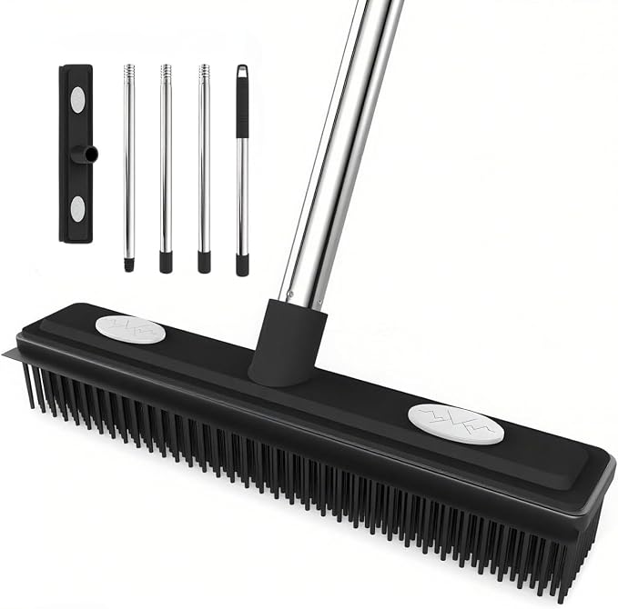 Carpet Rake Reusable Pet Hair Remover Rubber Broom - Image 5