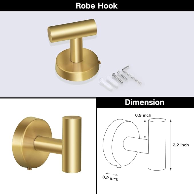 Towel Hooks Bathroom Coat Hooks Robe Hook Stainless Steel Heavy Duty Door - Image 3