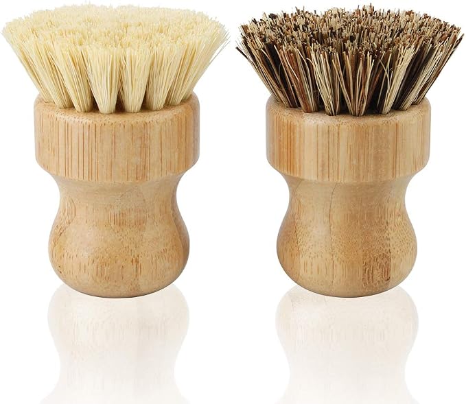 2 Pack Bamboo Dish Scrub Brush, Picowe Natural Scrub Cleaning Brush Vegetable by Picowe