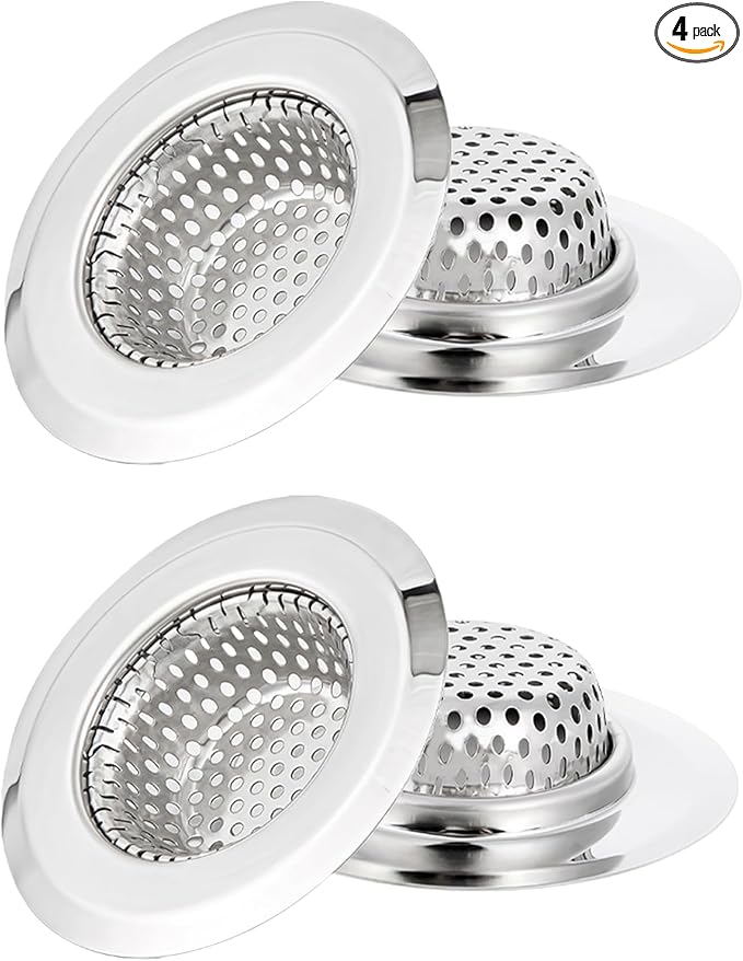 4 Pack Bathtub Drain Strainer, 2.75" Top / 1.75" Basket Stainless Steel Drain by DJDLTGS