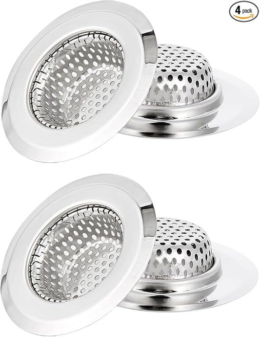4 Pack Bathtub Drain Strainer, 2.75" Top / 1.75" Basket Stainless Steel Drain by DJDLTGS
