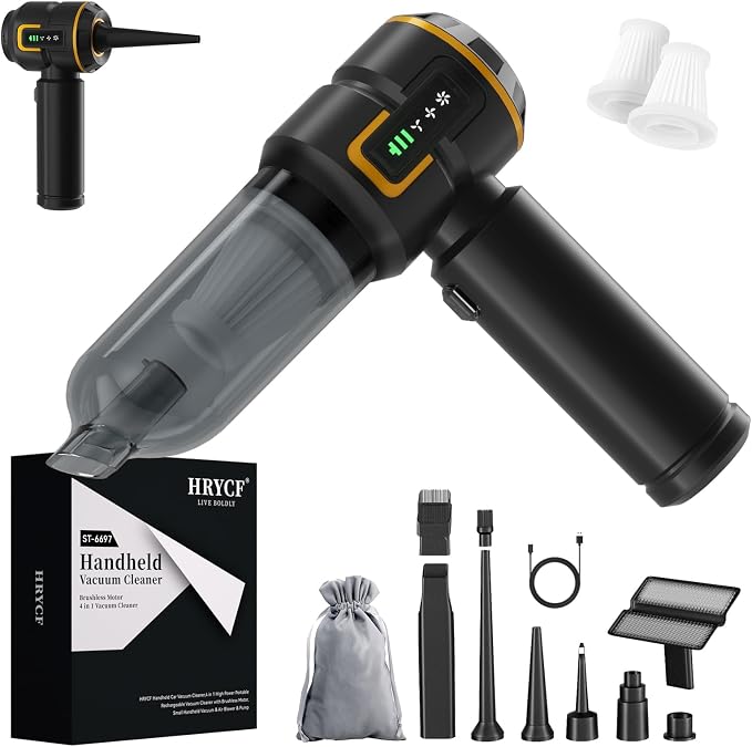 Car Vacuum with LED Digital Display, 20000PA Advanced Clean Cordless Handheld by HRYCF