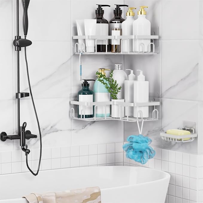 Moforoco Corner Adhesive Shower Caddy, - Image 7