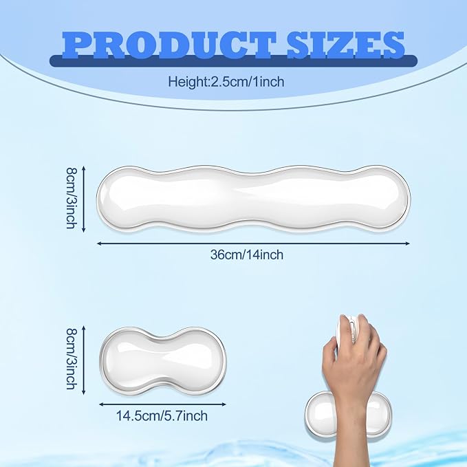 Silicone Gel Keyboard and Mouse Wrist Rest Set, Ergonomic Cool Non-Slip Pad - Image 3