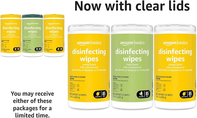 Amazon Basics Disinfecting Wipes, Lemon & Fresh Scent, - Image 7