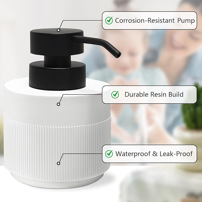 Resin Soap Dispenser for Bathroom, Hand Lotion Liquid Dispenser Easy-to-Press - Image 3