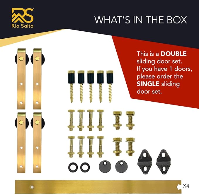 Rio Salto Mini Barn Door Hardware Kit Gold Double Cabinet Sliding Barn Door - Image 4