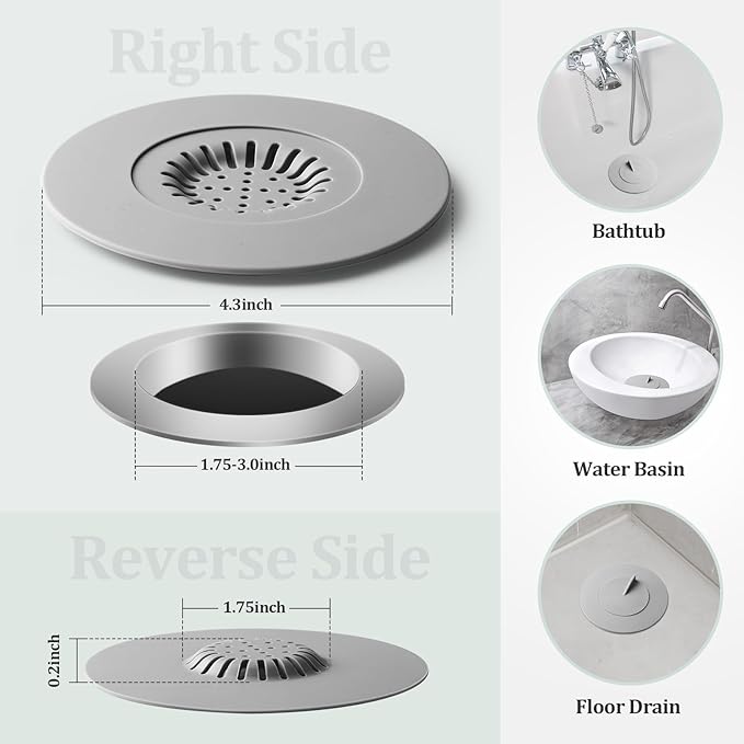 Bathtub Stopper, Silicone Kitchen Bathroom Shower Water Strainer Protectors - Image 2