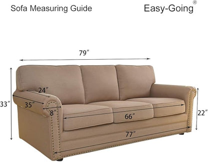 Easy-Going Stretch Sofa Slipcover 1-Piece Sofa Cover Furniture Protector Couch Soft with Elastic Bottom for Kids, Polyester Spandex Jacquard Fabric Small Checks (Sofa, Coffee)