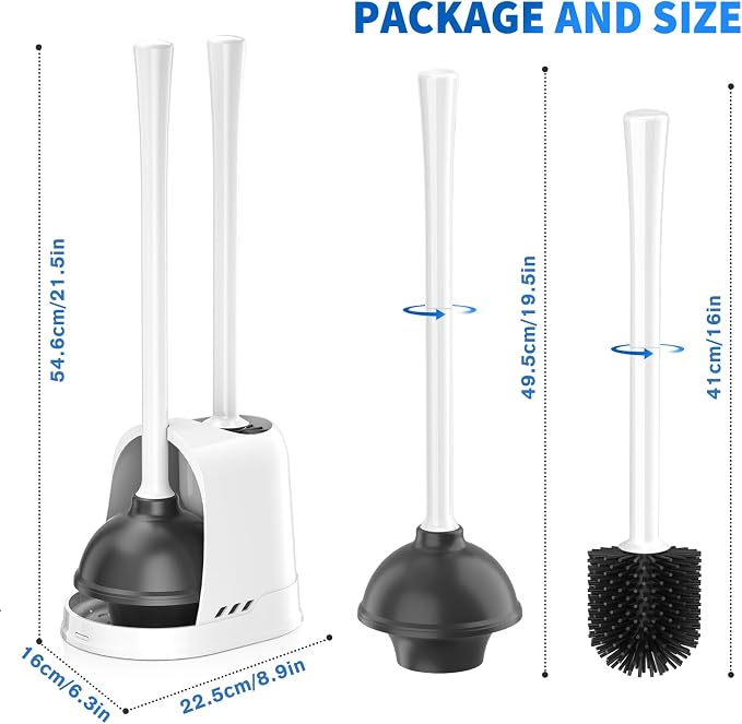 Toilet Plunger and Brush, Silicone Bowl Brush and Heavy Duty Toilet Plunger Set - Image 8
