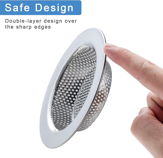 3 Pcs Sink Strainer for Most Kitchen Sink Drain Basket, Upgraded Double-Layer - Image 3