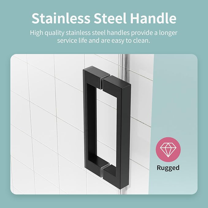 56-60" W x 76" H Frameless Soft-Close Sliding Shower Door, 3/8" SGCC Tempered - Image 4