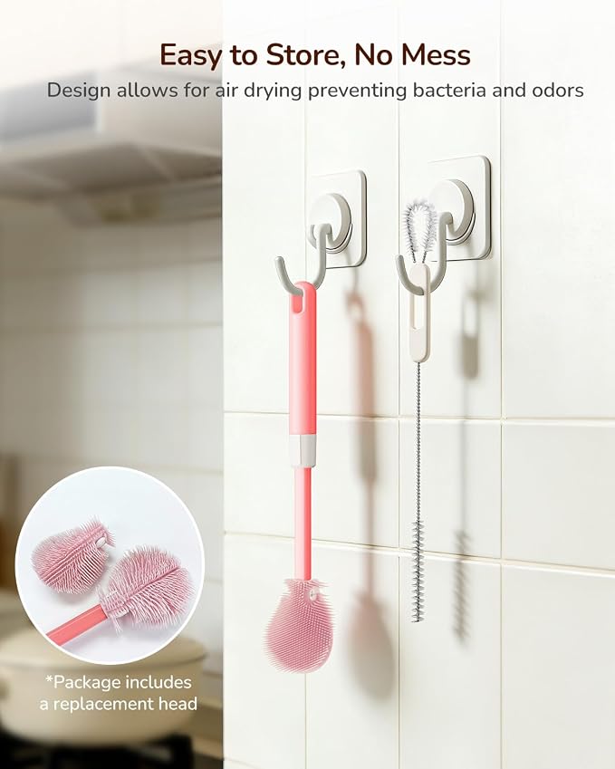 Extendable Bottle Brush with Straw Cleaner Brush, 10.8 to 14 Inches Adjustable - Image 6