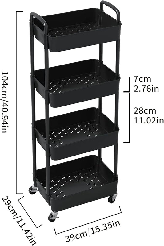 Sywhitta 4-Tier Plastic Rolling Utility Cart - Image 2