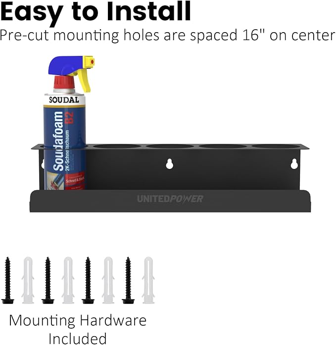 UNITEDPOWER 5 Aerosol Spray Can Holder, Paint Bottle Storage Rack, Steel Wall - Image 5