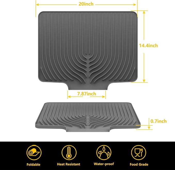 Silicone Drying Mat for Kitchen Counter, Dish Drying Rack Matt - Image 7