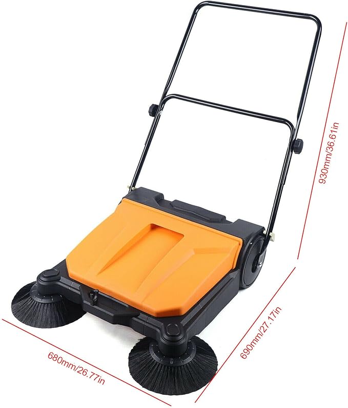 Eapmic Commercial Walk Behind Sweeper 26" Industrial Hand Push Floor Sweeper - Image 7