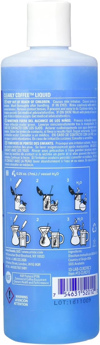 Urnex Clearly Coffee Pot Cleaner 14 Ounce French Press Liquid Cleaner - Image 3