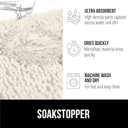 GORILLA GRIP SOAKSTOPPER Dog Door Mat, 36x24 Machine Washable Rug Absorbent Doormat Captures Moisture Mud Dirt, Quick Dry Soft Chenille Entryway Rugs Indoor Entrance Mats for Dog Paws, Cream