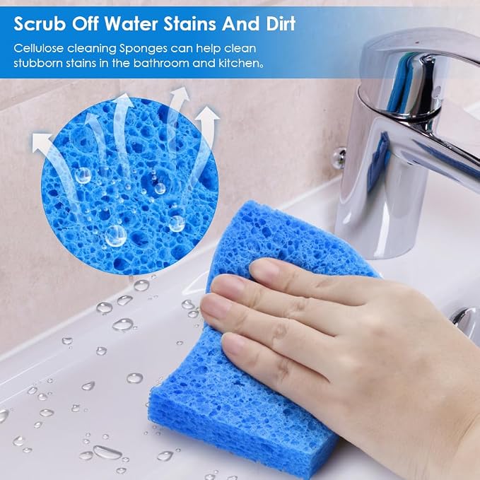 8PCS Dish Sponges Kitchen, Premium Blue Dish Washing Kitchen Sponge, Compressed - Image 5