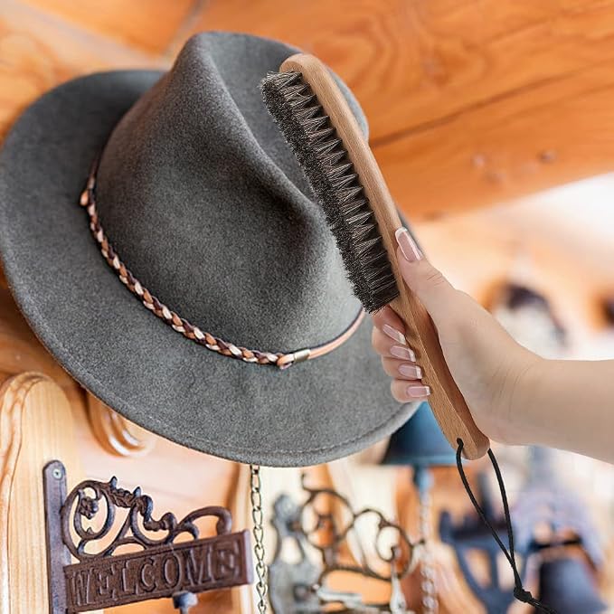 Hat Brush - Clean Western Cowboy Hat, Fedora Hat & Baseball Cap, Horsehair - Image 5