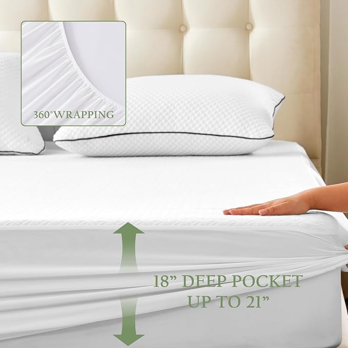 100% Waterproof California King Mattress Protector, Breathable Bamboo Rayon - Image 6