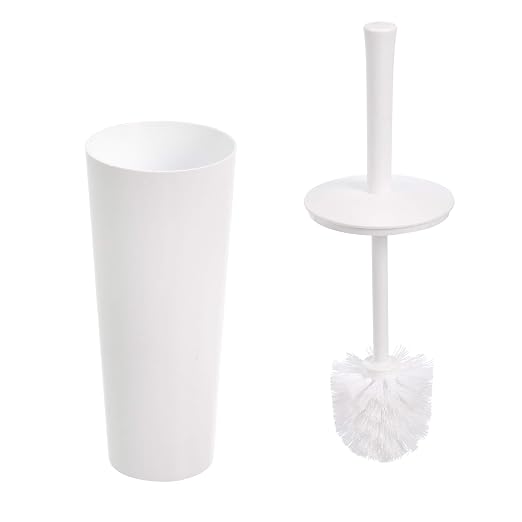 Amazon Basics Toilet Brush and Holder Set, Heavy-Duty Bristle Scrub Brushes - Image 2