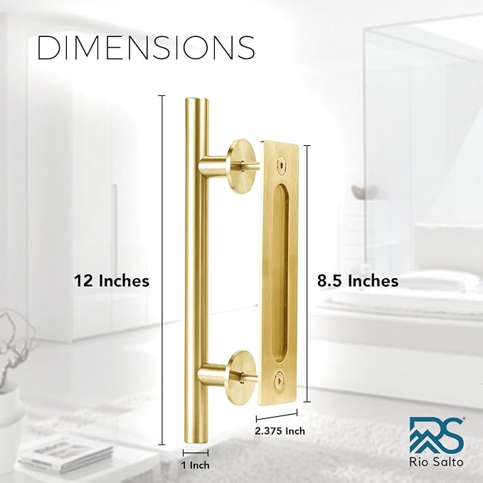 Rio Salto Gold Barn Door Hardware Kit Sliding Door Hardware Modern Barn - Image 6