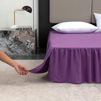 Bed Skirt King Size Ruffled Bed Skirt with Split Corners, King Bed Skirt 14 Inch Drop, King Size Bed Skirt Grape for Ruffled Bed Skirt with Split Corners, Bed Skirt King Size