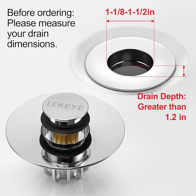 LEKEYE Bathroom Sink Stopper | Shower Drain Hair Catcher | Pop-up Sink Drain - Image 6