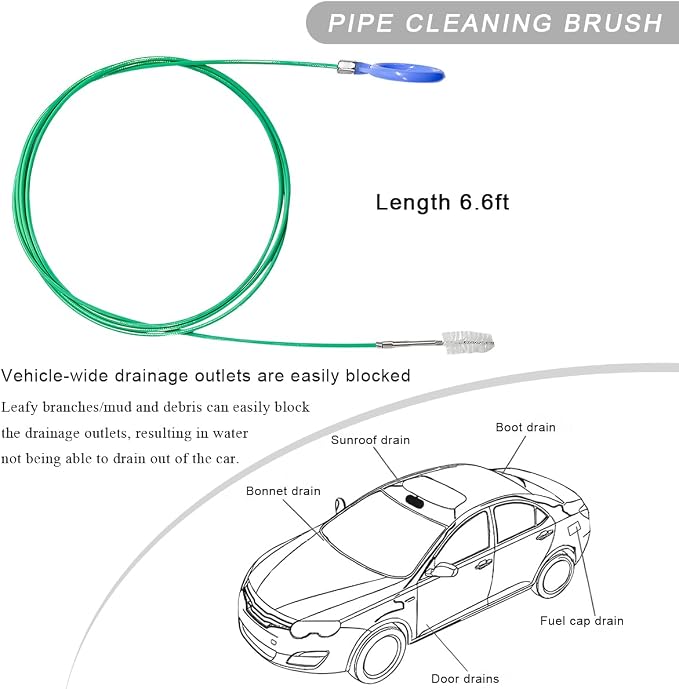 Auto Sunroof Drain Cleaning Tool, 78 Inch Long Pipe Cleaning Brush Windshield - Image 2
