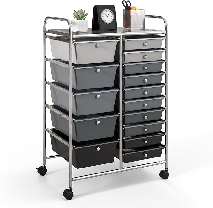 GOFLAME 15-Drawer Rolling Storage Cart, Utility Cart by GOFLAME
