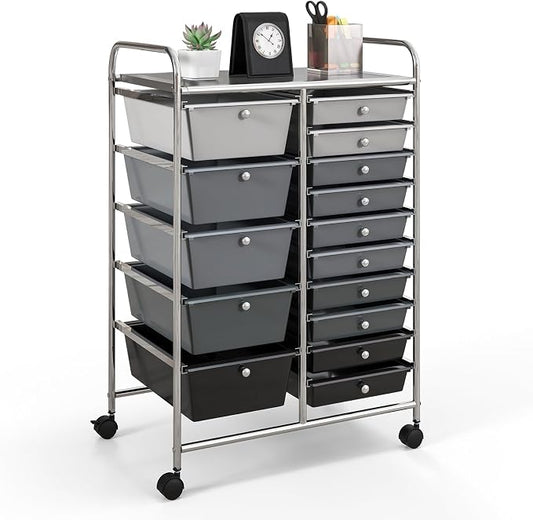 GOFLAME 15-Drawer Rolling Storage Cart, Utility Cart by GOFLAME