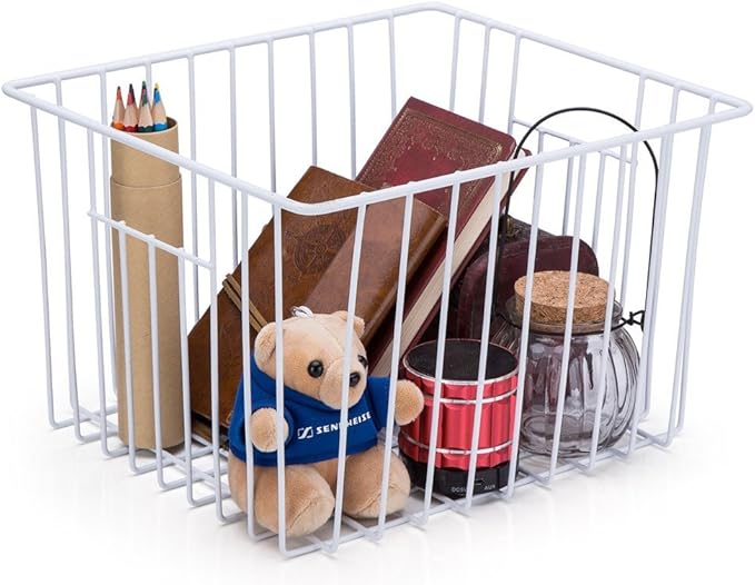 Slideep Freezer Baskets Storage Basket Organizers, Deep Wire Farmhouse Bins - Image 3