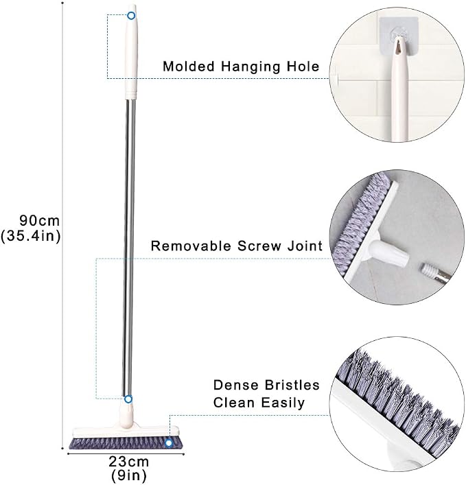 Affogato Floor Scrub Brush Bathroom Long Handle Bathtub Push Broom Shower Tile - Image 4
