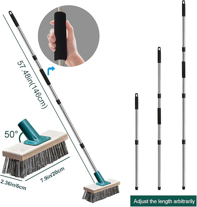 Push Broom Brush Stainless Steel Wire Scrub Brush - Image 7