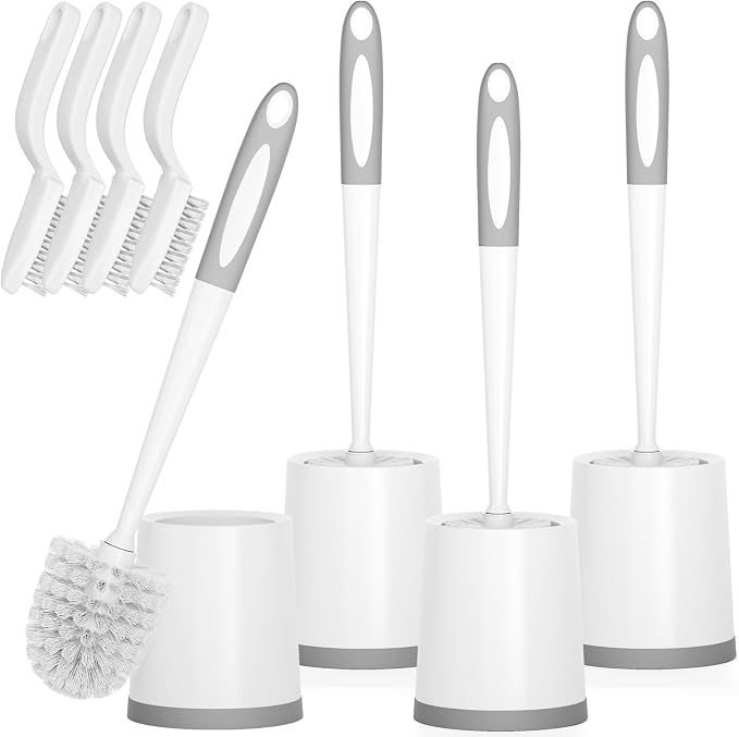 Toilet Brush, 4 Pack Toilet Brush and Holder Set, Toilet Bowl Brush by Holaloha