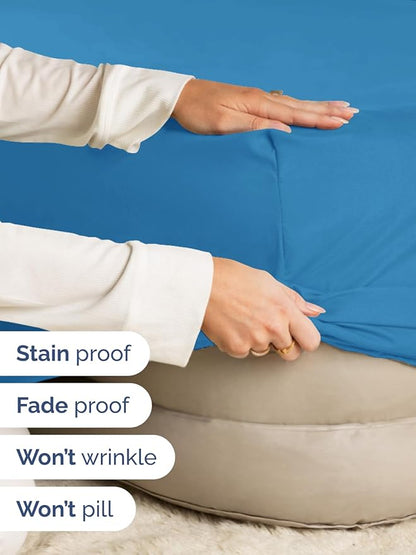 Extra Deep Twin Fitted Sheet - Hotel Luxury Single Fitted Sheet Only - Easily Fits 18 inch to 24 inch Mattress - Ultra Soft, Wrinkle & Fade Free w/Extra Deep Pockets - Breathable & Comfy - Denim Blue