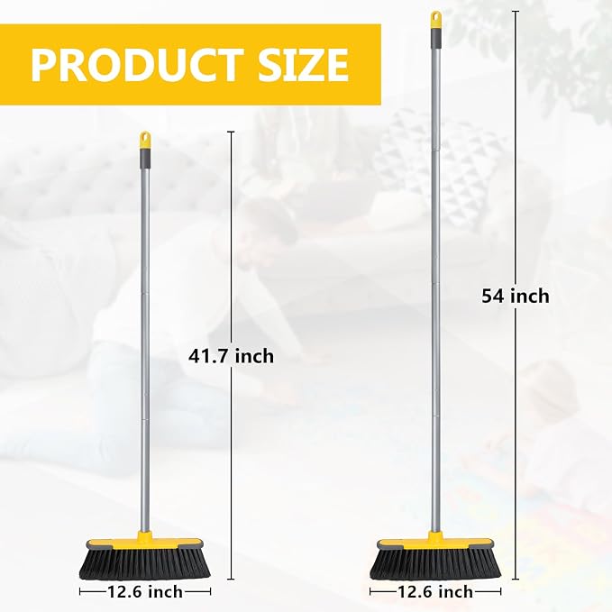 Indoor Brooms 54''Long Handle Soft Bristle Broom, Indoor Outdoor Brooms - Image 5