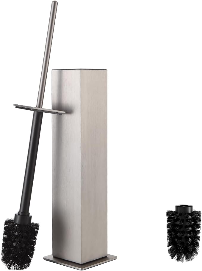 Toilet Brush and Holder Floor Standing, Brushed Nickel - Image 2