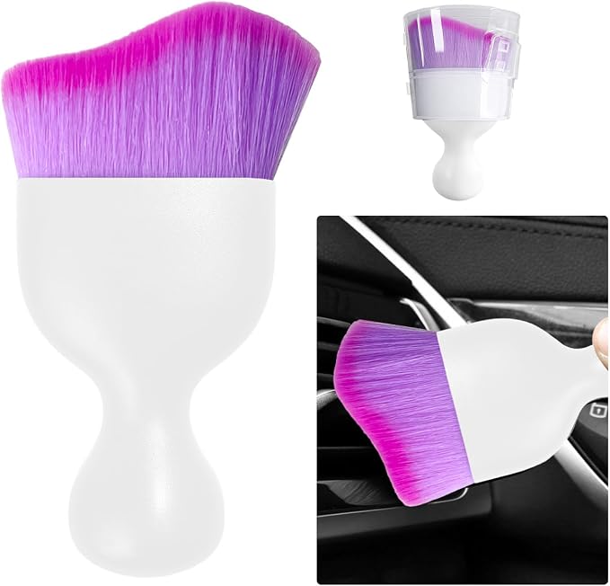 Ziciner Car Detailing Brush, Curved Soft Bristles Auto Removal Dust Collectors by Ziciner