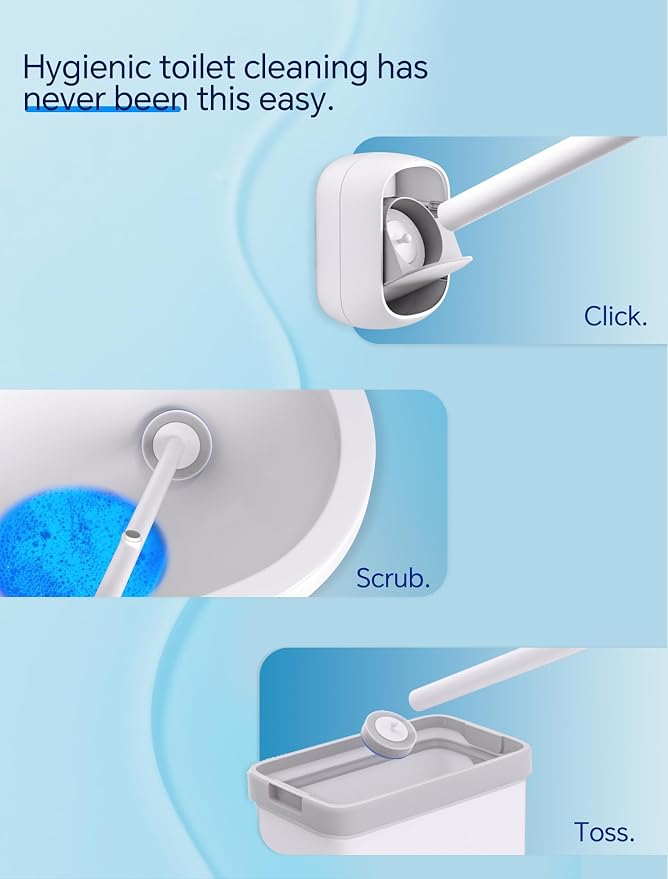 LFBEAR Disposable Toilet Brush Wand, Wall Mounted Toilet Cleaner Kit - Image 7