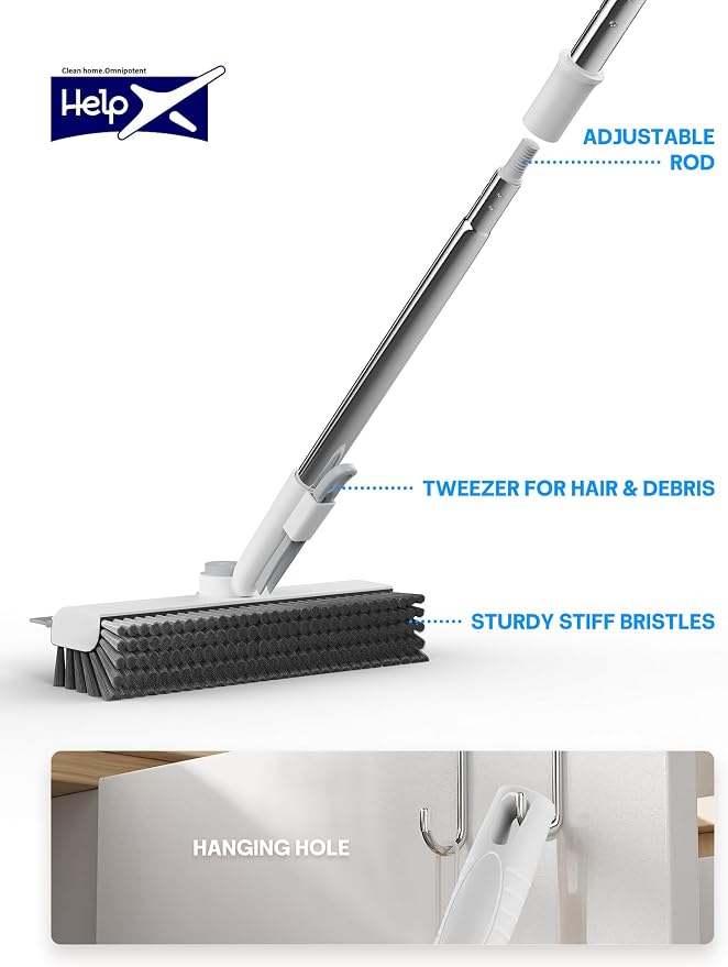Floor Scrub Brush with Long Handle, 3 in 1 Scrape and Heavy-Duty Stiff Bristle - Image 5